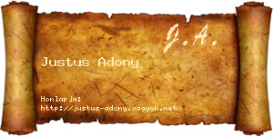 Justus Adony névjegykártya